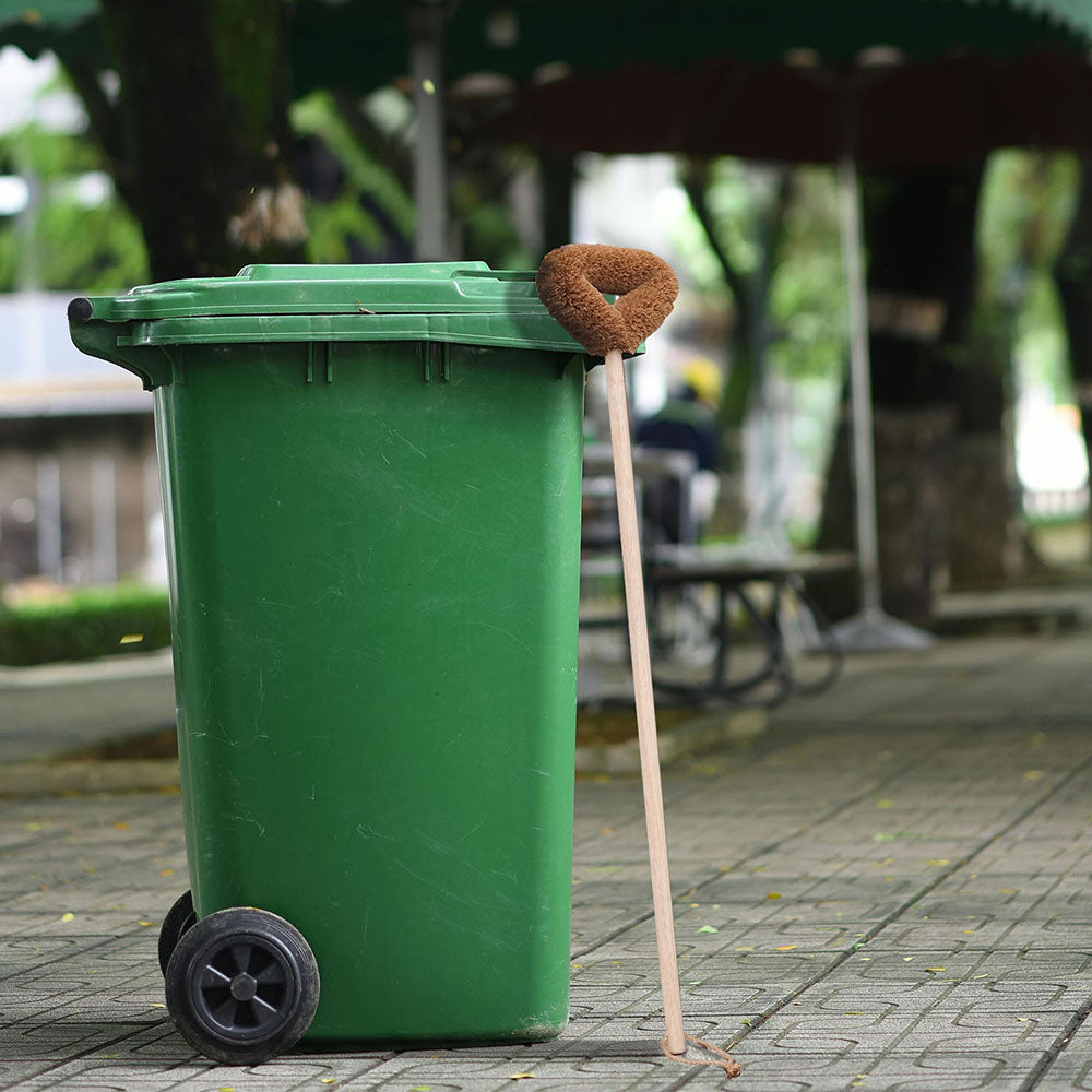 LoofCo Wheelie Bin Brush natural coir long-handled outdoor brush plastic-free