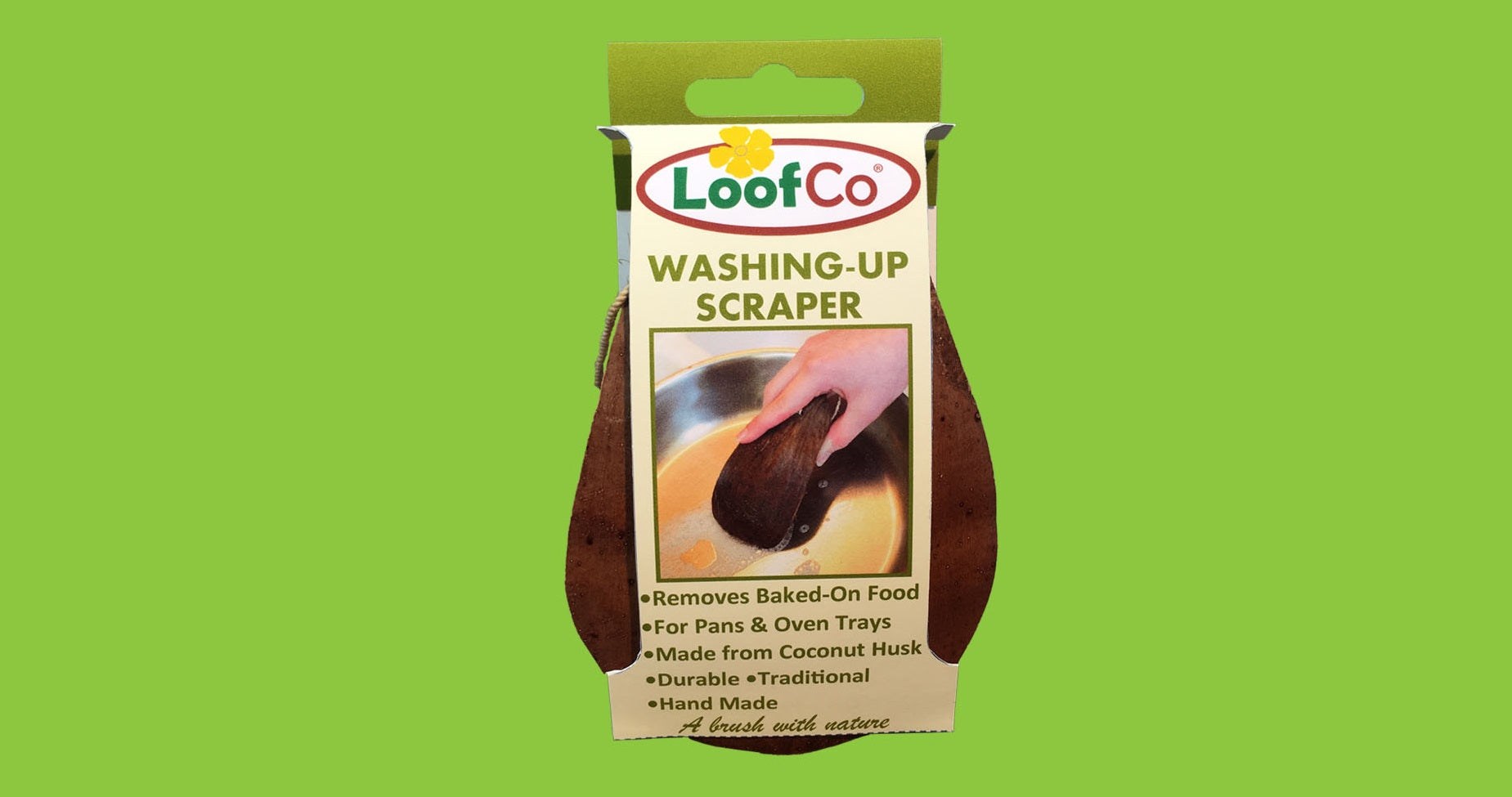 LoofCo natural coconut shell washing-up scraper
