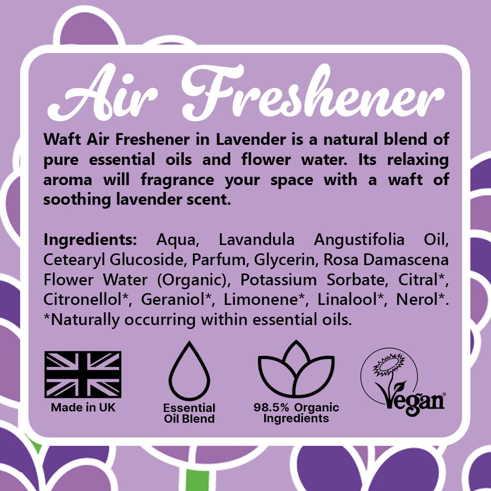 Waft Air Freshener | Lavender | 100ml | Natural Essential Oil Room Spray