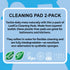 LoofCo Cleaning Pad 2-Pack visual of product description on blue background with eco logos