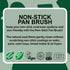 LoofCo Non-stick pan brush description and logos on a green background