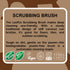LoofCo ScrubbIng Brush visual of product description on brown background with eco logos