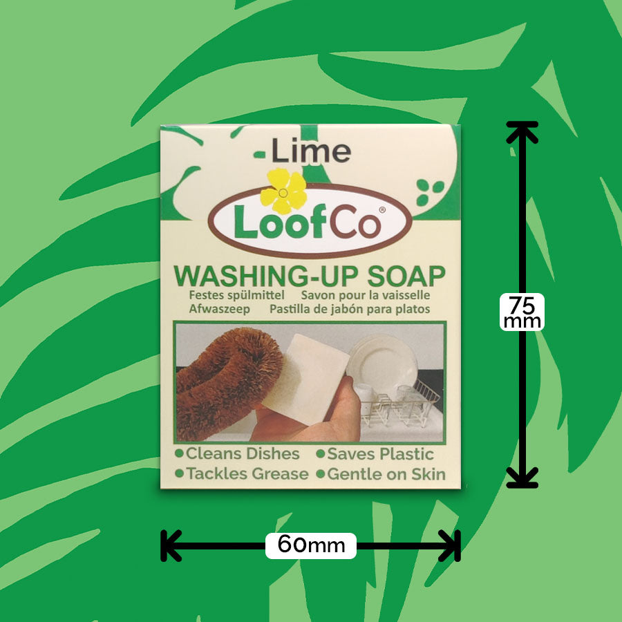 Image of LoofCo Lime Washing-Up Soap Bar 100g back of packaging box 