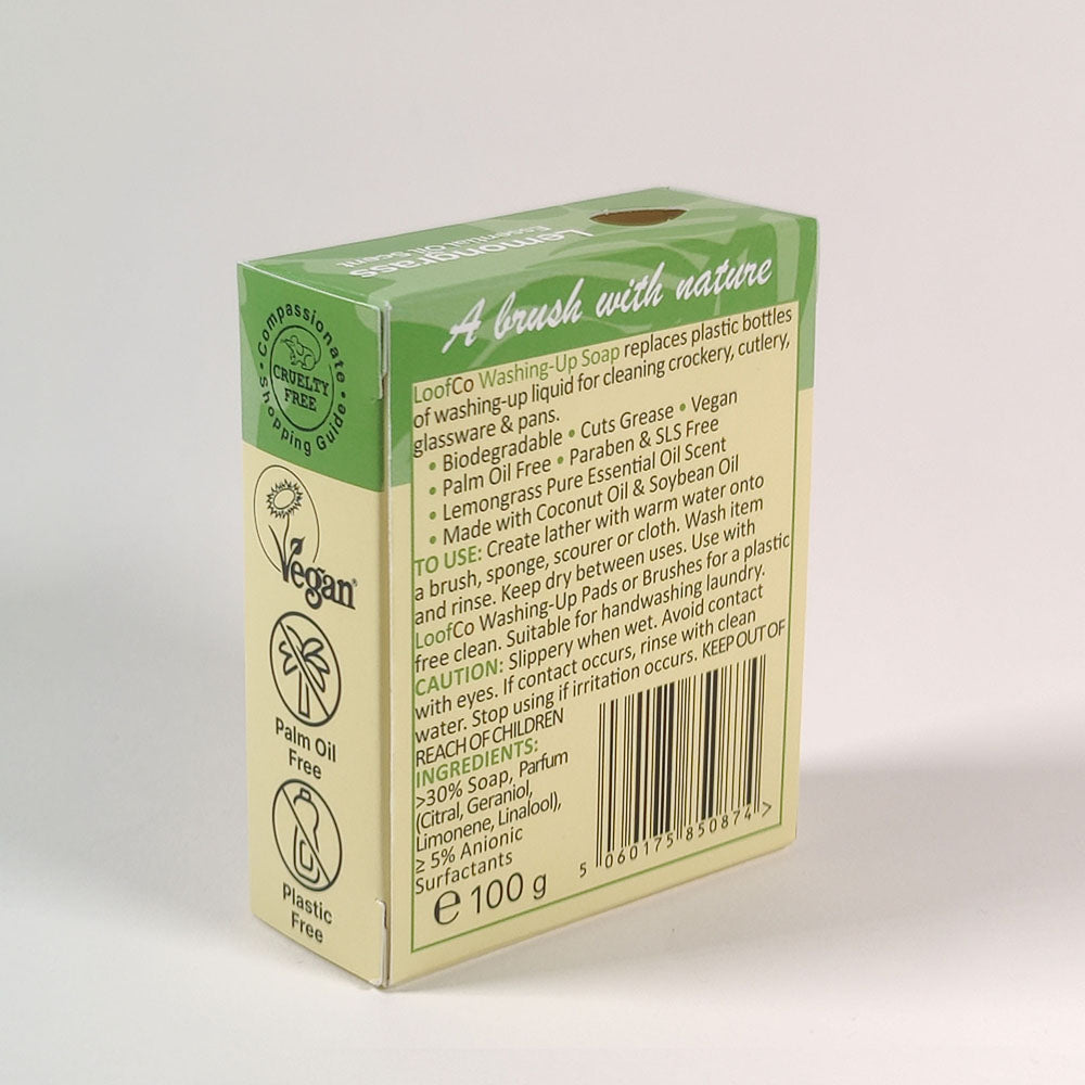 LoofCo Washing-Up Soap Bar | Lemongrass | Natural Plastic-Free Dish Soap