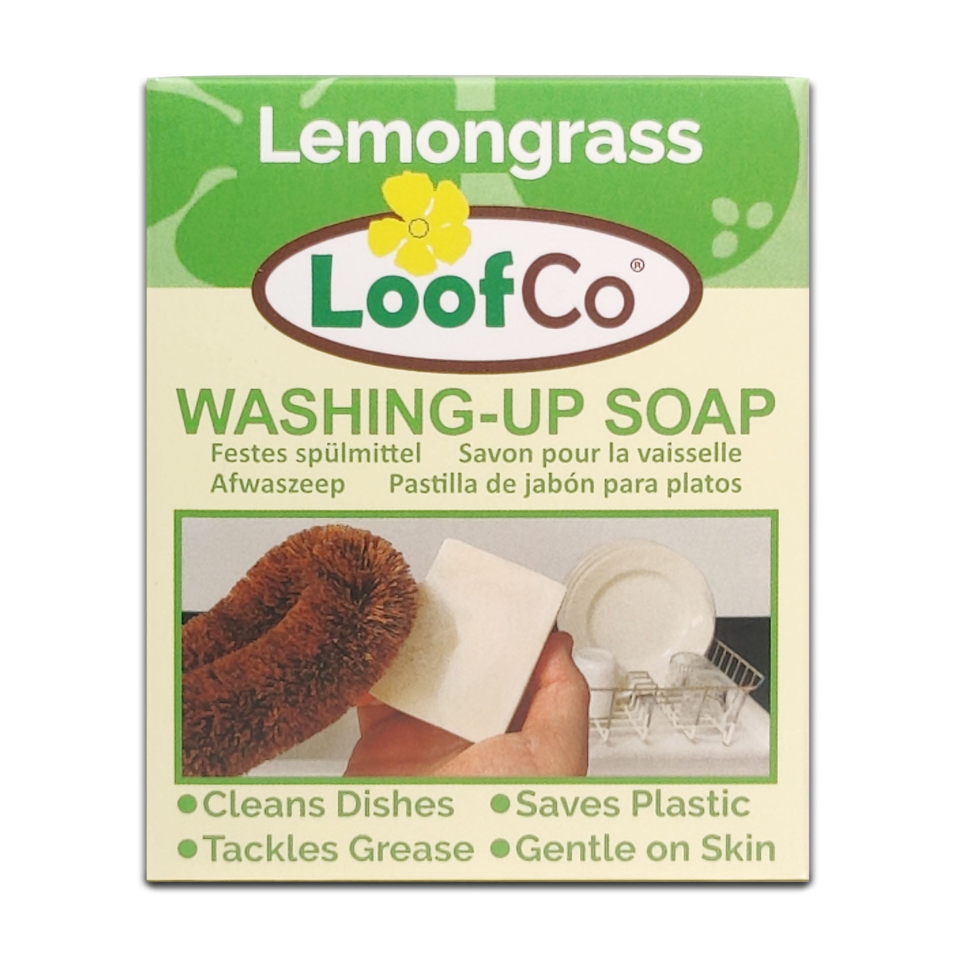 LoofCo Washing-Up Soap Lemongrass-Solid scented bar for sustainable plastic free dishwashing.