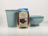 LoofCo washing-up brush with two duck egg blue ceramic bowls on a white background