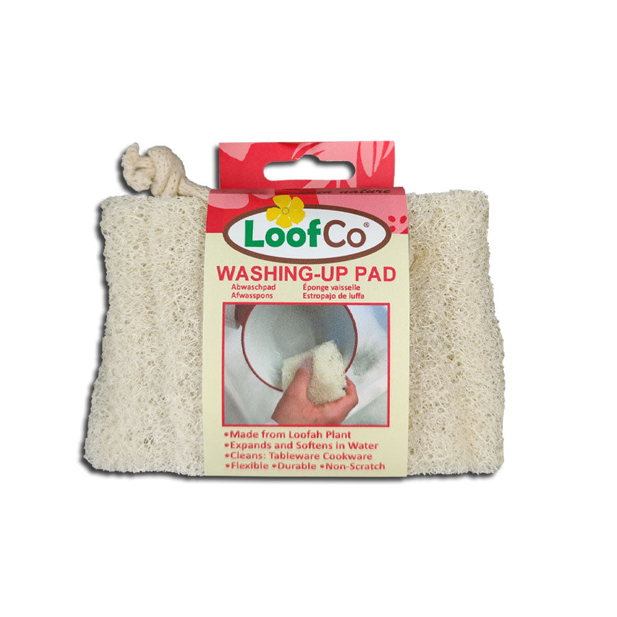 LoofCo Washing-Up Pad in packaging on white background – natural loofah sponge for plastic-free washing-up