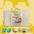 LoofCo Washing-Up Slim Pad 4-Pack in packaging on colourful yellow background with sustainability icons