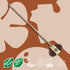 LoofCo Wheelie Bin Brush with a label on a brown and beige abstract background, featuring sustainability logos