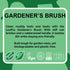 LoofCo Gardener's Brush visual of product description on green background