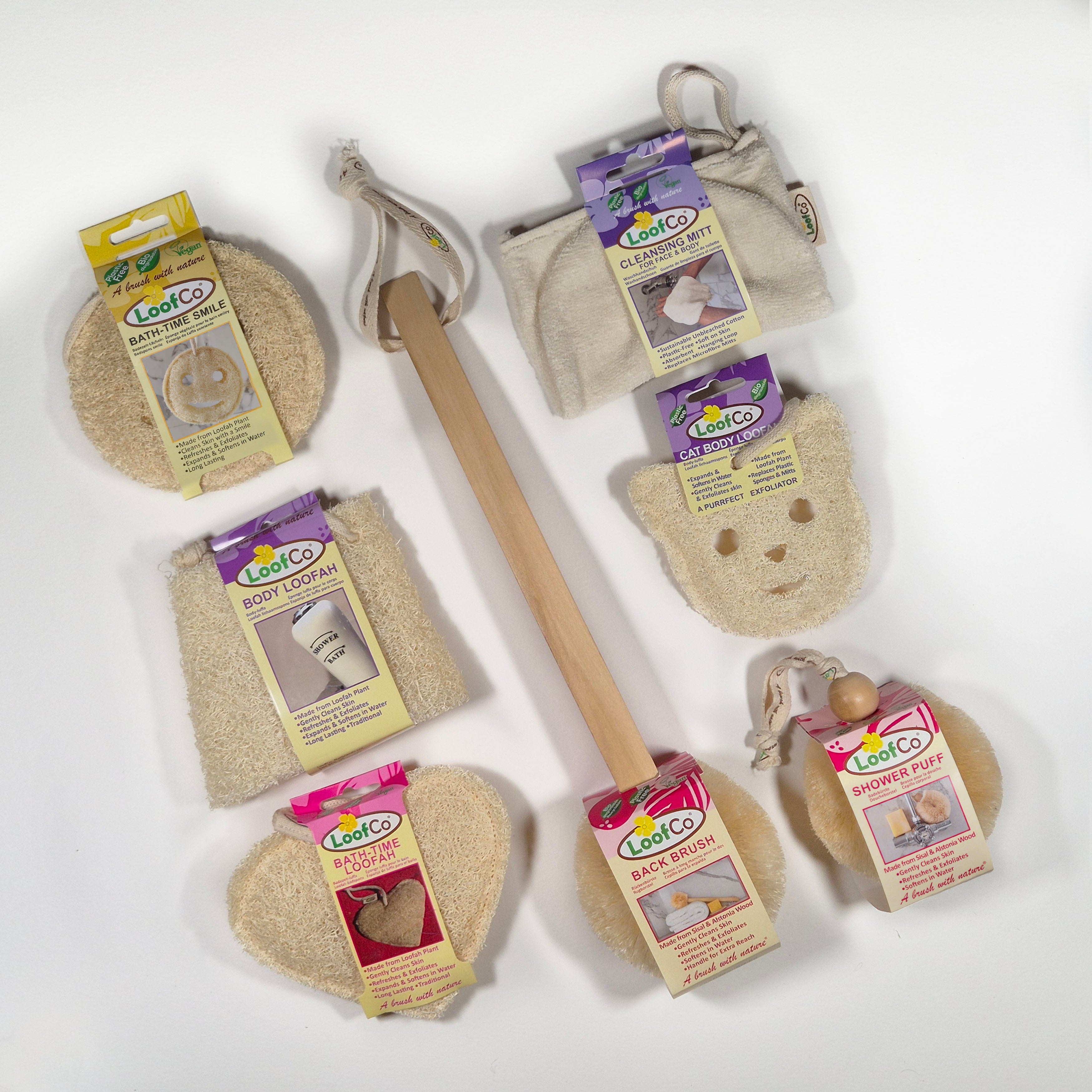 Collection of LoofCo body products on a white background