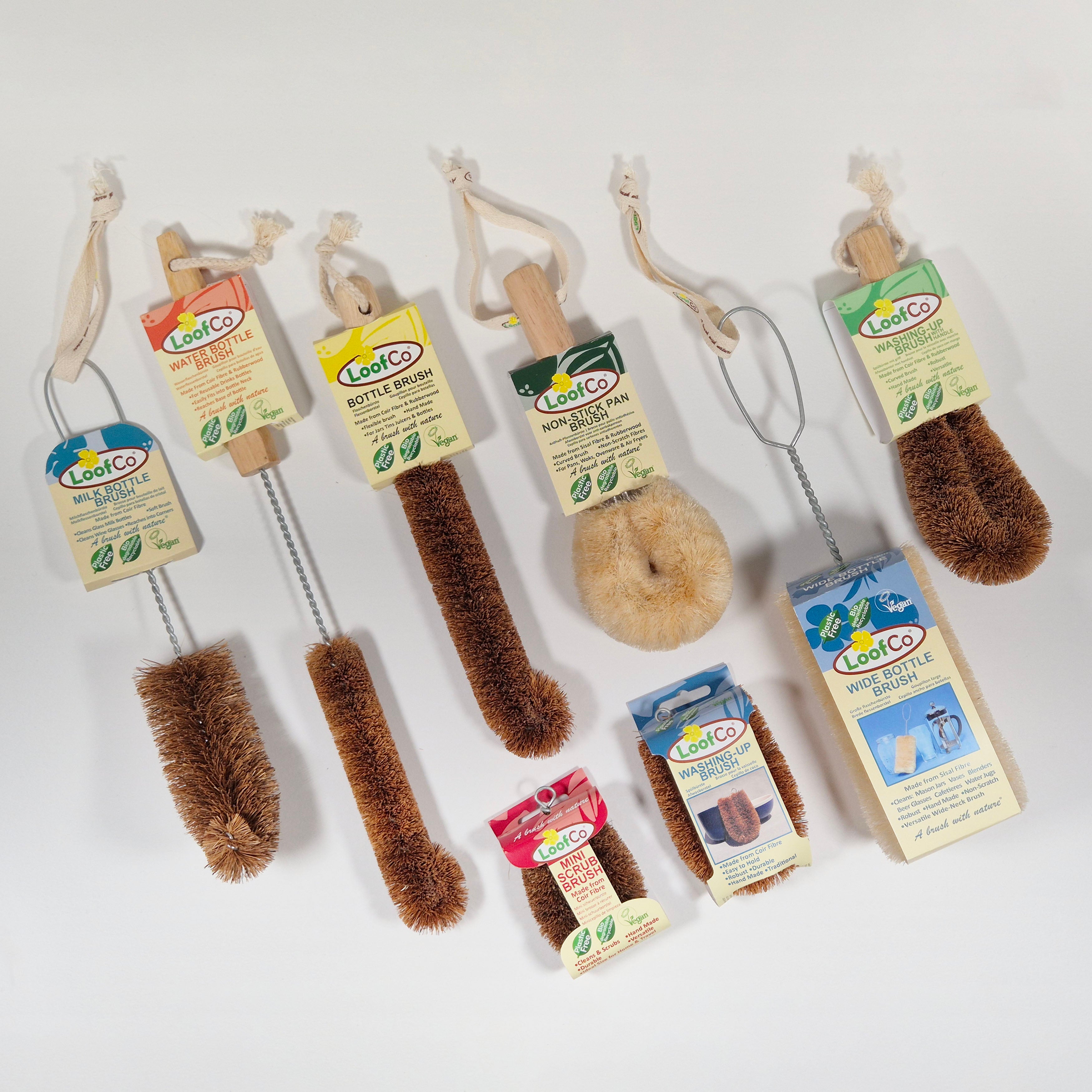 Set of LoofCo Bottle Brushes with packaging on a white background